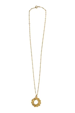 Gold-finish brass organic circle pendant necklace