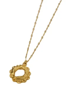 Gold-finish brass organic circle pendant necklace