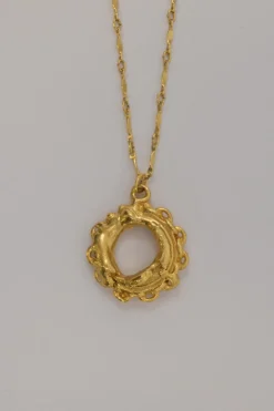 Gold-finish brass organic circle pendant necklace