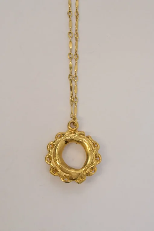 Gold-finish brass organic circle pendant necklace