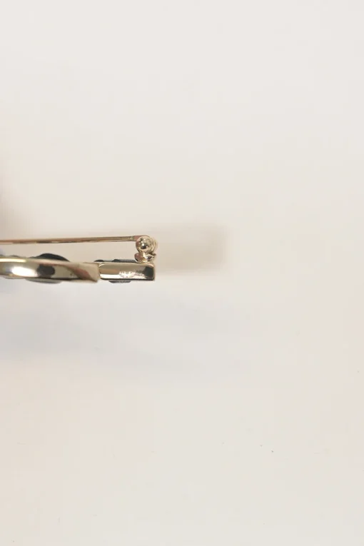 Gold-finish metal and leather Coco Mark brooch