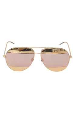 Gold-finish metal and tinted polycarbonate Split double-bridge aviator sunglasses