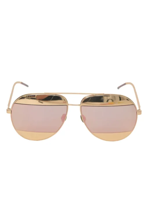 Gold-finish metal and tinted polycarbonate Split double-bridge aviator sunglasses