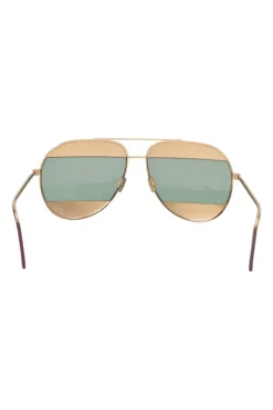 Gold-finish metal and tinted polycarbonate Split double-bridge aviator sunglasses