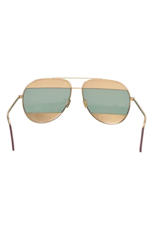 Gold-finish metal and tinted polycarbonate Split double-bridge aviator sunglasses