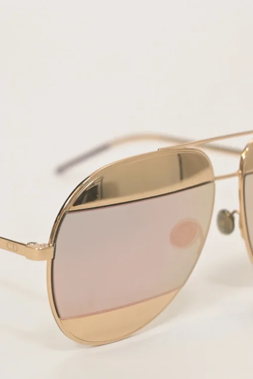 Gold-finish metal and tinted polycarbonate Split double-bridge aviator sunglasses