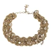 Gold-finish metal multi-strand twist chain bracelet with strass Coco Mark motif