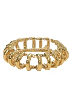 Gold-finish metallic link bracelet with hook fastening