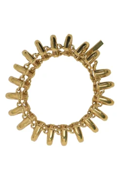 Gold-finish metallic link bracelet with hook fastening