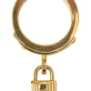 Gold-finish permabrass and leather Loop Charms Cadenas Scarf 90 ring