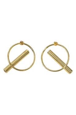 Gold-plated 925 sterling silver signature canister post stud hoop earrings