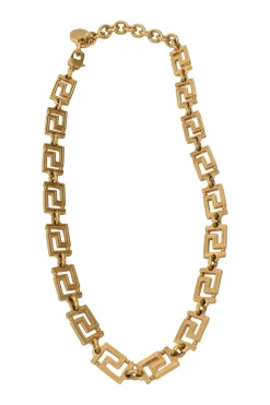 Gold-plated brass signature Greca necklace with lobster clasp fastening