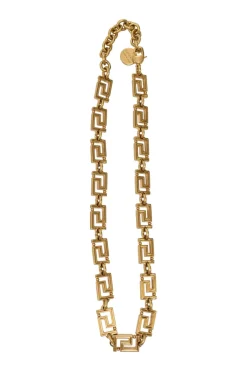 Gold-plated brass signature Greca necklace with lobster clasp fastening