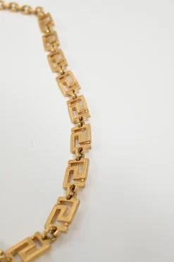 Gold-plated brass signature Greca necklace with lobster clasp fastening
