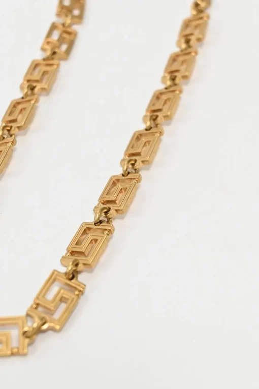 Gold-plated brass signature Greca necklace with lobster clasp fastening