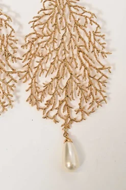 Gold-plated metal and faux pearl clip-on earrings