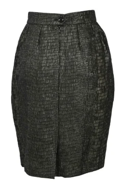 Gold-tone embellished acetate-blend double breasted leopard print notch lapel bar jacket and pencil skirt suit set