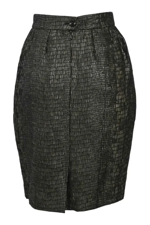 Gold-tone embellished acetate-blend double breasted leopard print notch lapel bar jacket and pencil skirt suit set