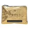Gold-tone foiled crinkle Feminine leather zip pouch