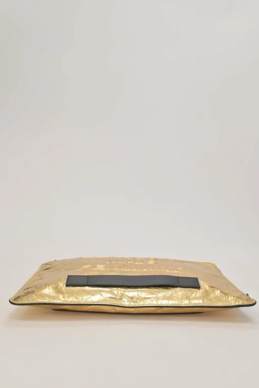 Gold-tone foiled crinkle Feminine leather zip pouch