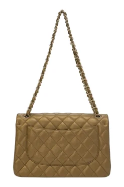 Gold-tone foiled matelassé leather 2012-2013 Jumbo double flap shoulder bag with gold-tone metallic hardware