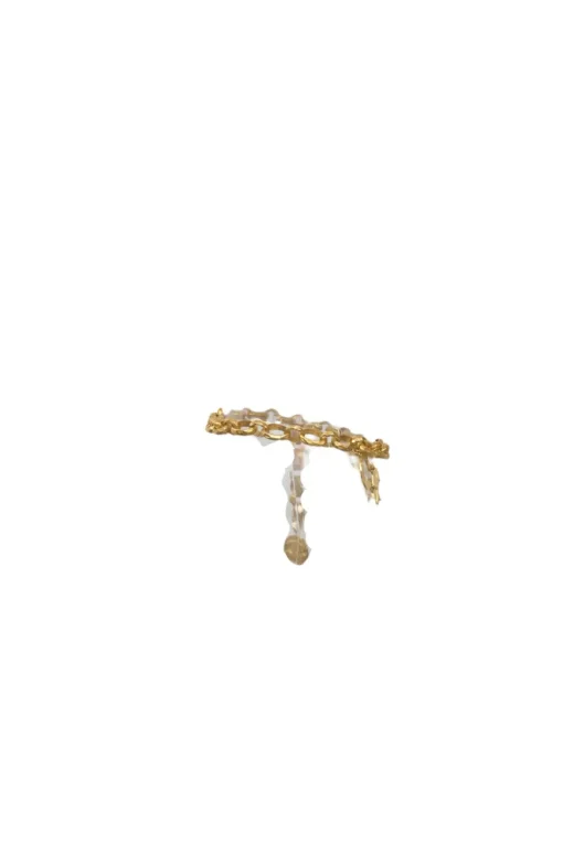 Gold-tone hammered metal chunky logo charm chain belt