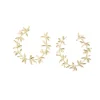 Gold-tone large leaf hoop earring