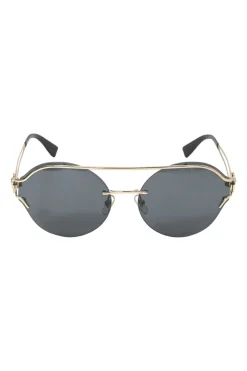 Gold-tone metal and black tinted polycarbonate Rock Icons Medusa rimless sunglasses