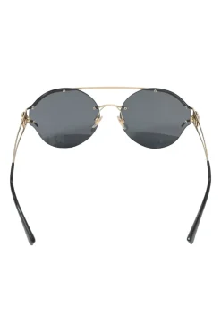 Gold-tone metal and black tinted polycarbonate Rock Icons Medusa rimless sunglasses