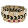 Gold-tone metal and enamel stacking stretch bracelets