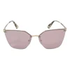 Gold-tone metal and pink mirrored polycarbonate Cinema Evolution square cat eye sunglasses with silver laser flower motif