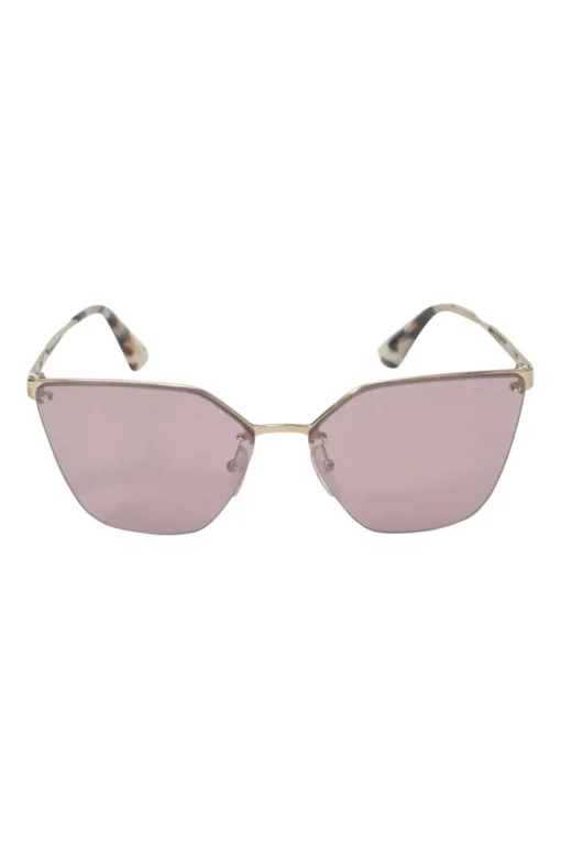 Gold-tone metal and pink mirrored polycarbonate Cinema Evolution square cat eye sunglasses with silver laser flower motif