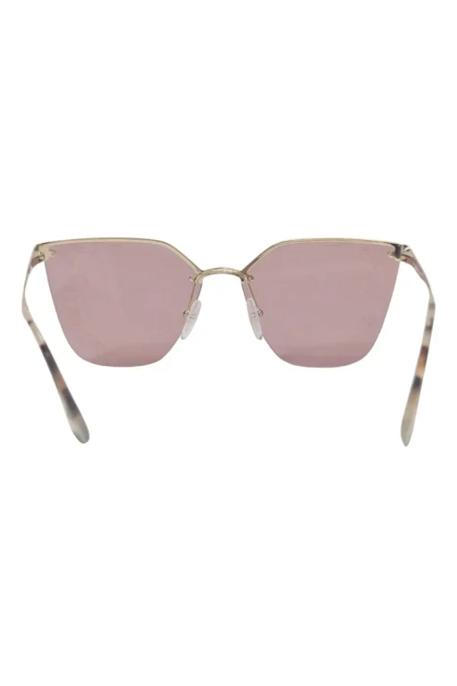 Gold-tone metal and pink mirrored polycarbonate Cinema Evolution square cat eye sunglasses with silver laser flower motif