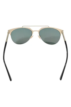 Gold-tone metal and pink mirrored polycarbonate semi-rimless aviator sunglasses