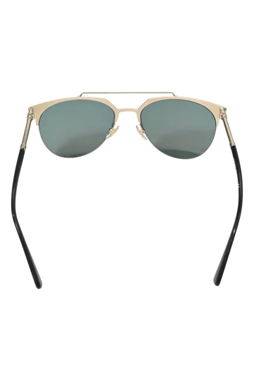 Gold-tone metal and pink mirrored polycarbonate semi-rimless aviator sunglasses