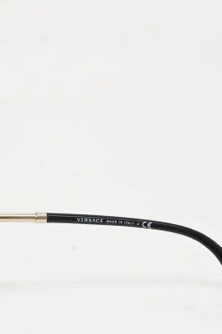 Gold-tone metal and pink mirrored polycarbonate semi-rimless aviator sunglasses