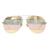 Gold-tone metal and polarized polycarbonate Split double-bridge sunglasses