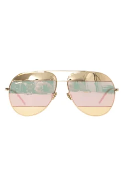 Gold-tone metal and polarized polycarbonate Split double-bridge sunglasses