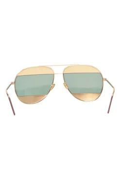 Gold-tone metal and polarized polycarbonate Split double-bridge sunglasses