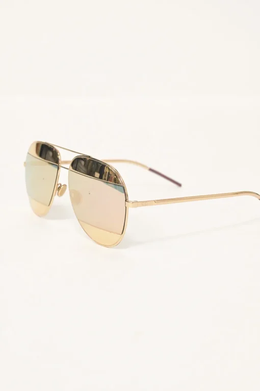 Gold-tone metal and polarized polycarbonate Split double-bridge sunglasses