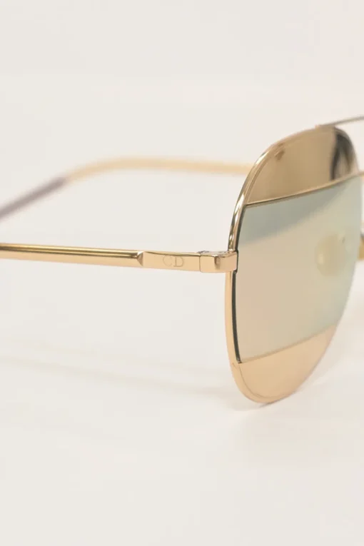 Gold-tone metal and polarized polycarbonate Split double-bridge sunglasses