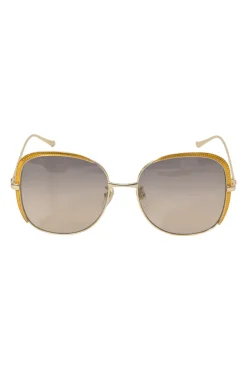 Gold-tone metal and tinted polycarbonate oversized square-shape sunglasses