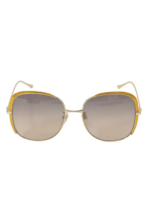 Gold-tone metal and tinted polycarbonate oversized square-shape sunglasses