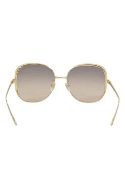 Gold-tone metal and tinted polycarbonate oversized square-shape sunglasses