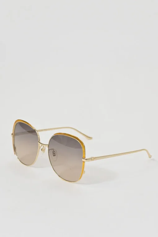 Gold-tone metal and tinted polycarbonate oversized square-shape sunglasses