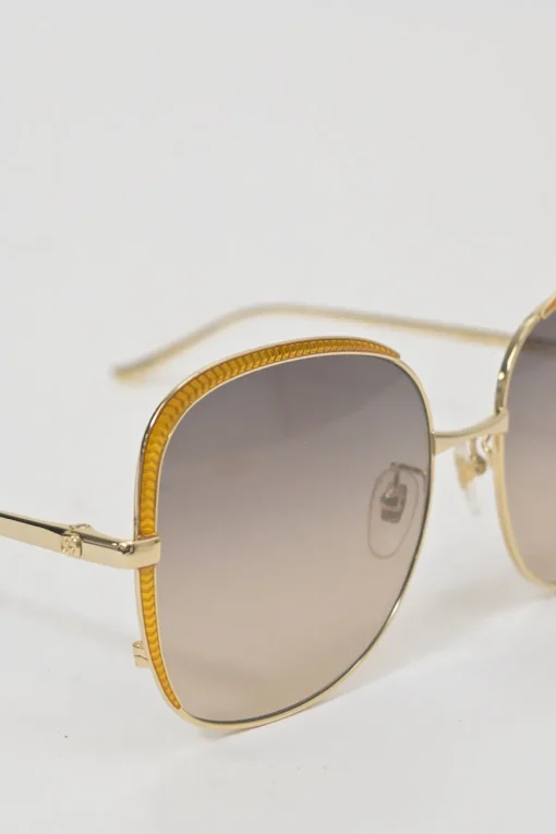 Gold-tone metal and tinted polycarbonate oversized square-shape sunglasses