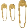 Gold-tone metal Medusa 3-piece safety pin brooch set