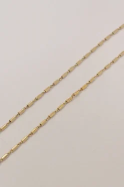 Gold-tone metal Zanzibar tube link necklace with horn pendant