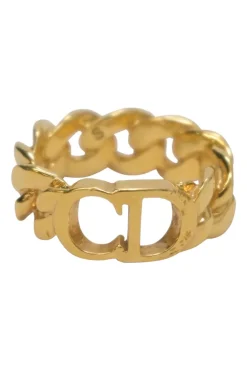 Gold-tone metallic CD Icon chainlink ring