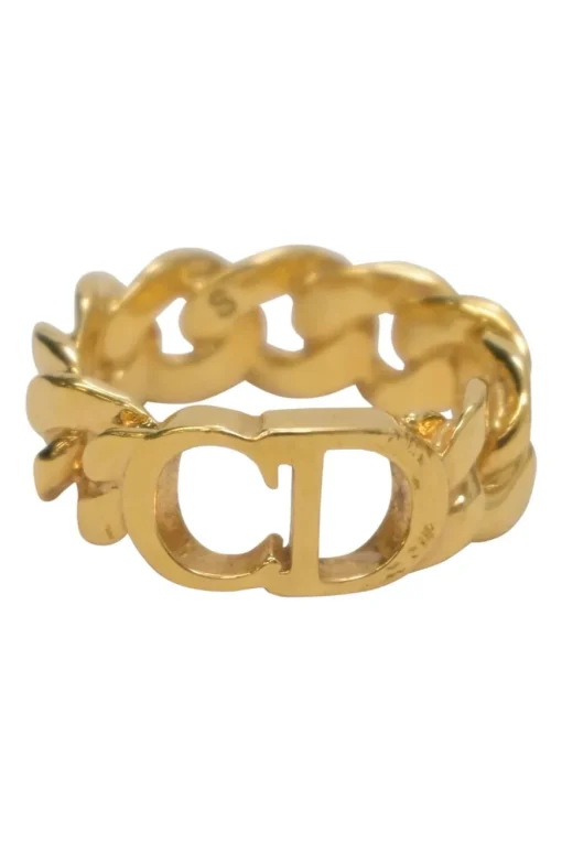 Gold-tone metallic CD Icon chainlink ring